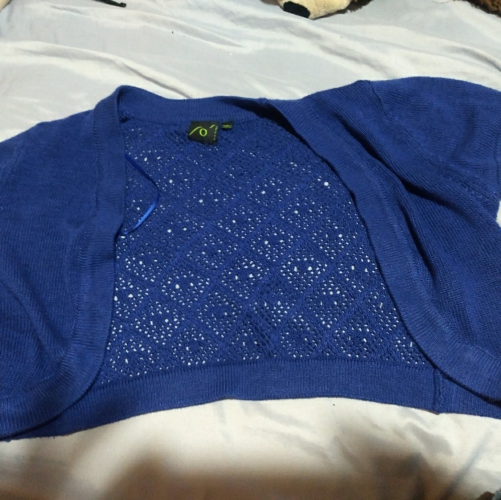 Royal Blue Crochet Shrug size Large